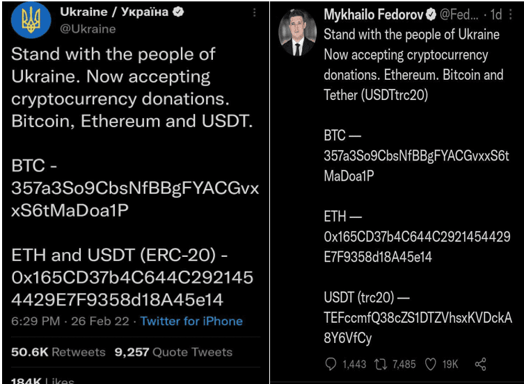 BTC, ETH, and USDT Donations